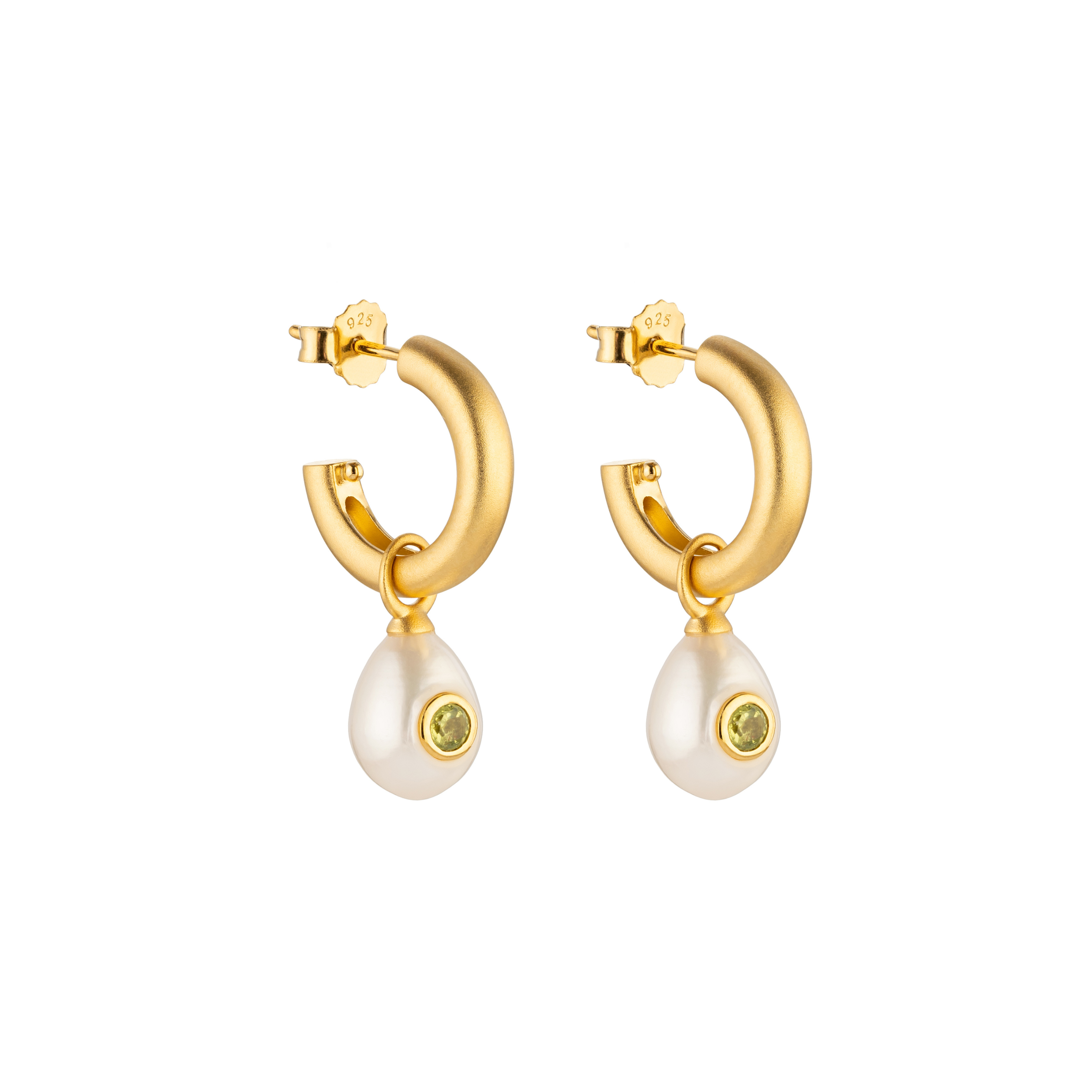 Gold hoop earrings with 2025 pearl drop