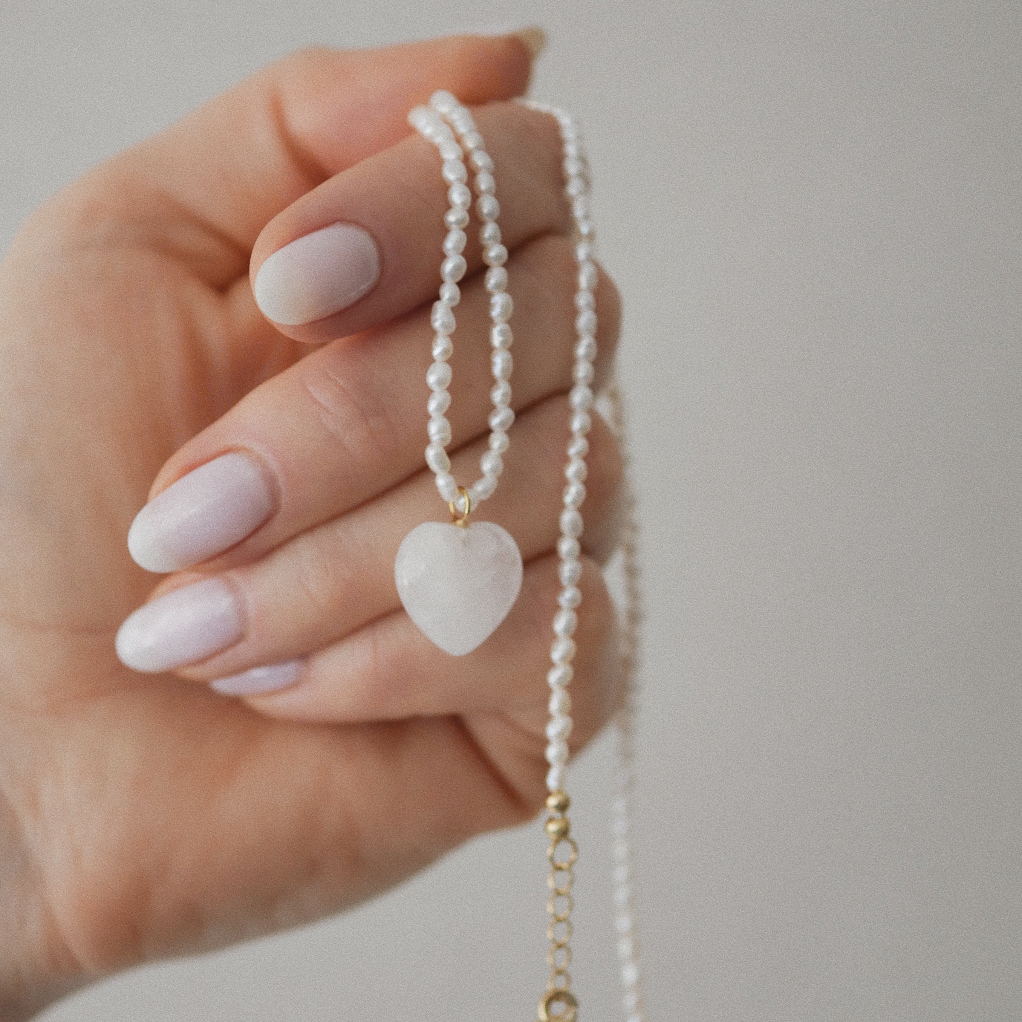 love pearl and quartz pendant necklace 