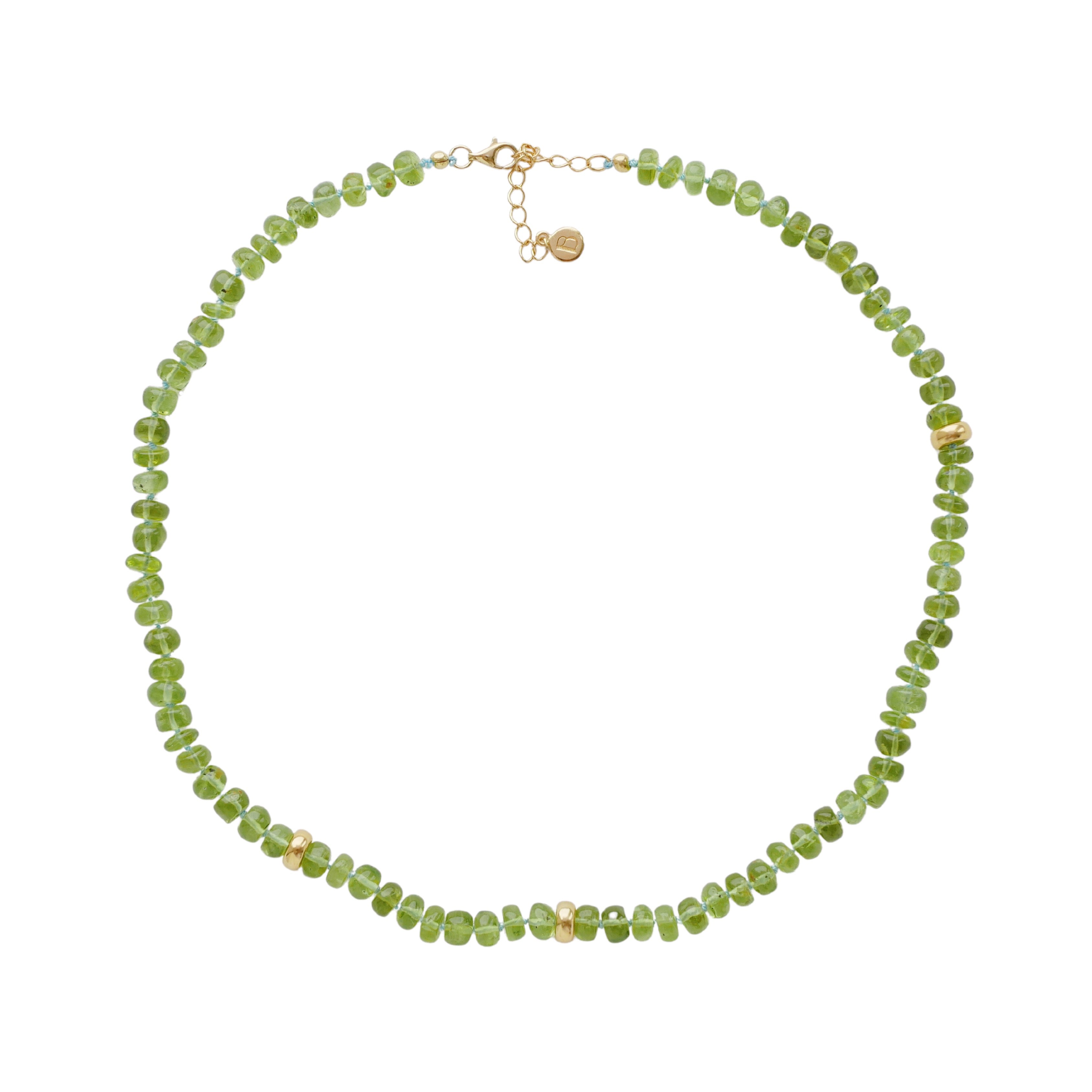 Birsenaite peridot and silk hand beaded necklace collar 