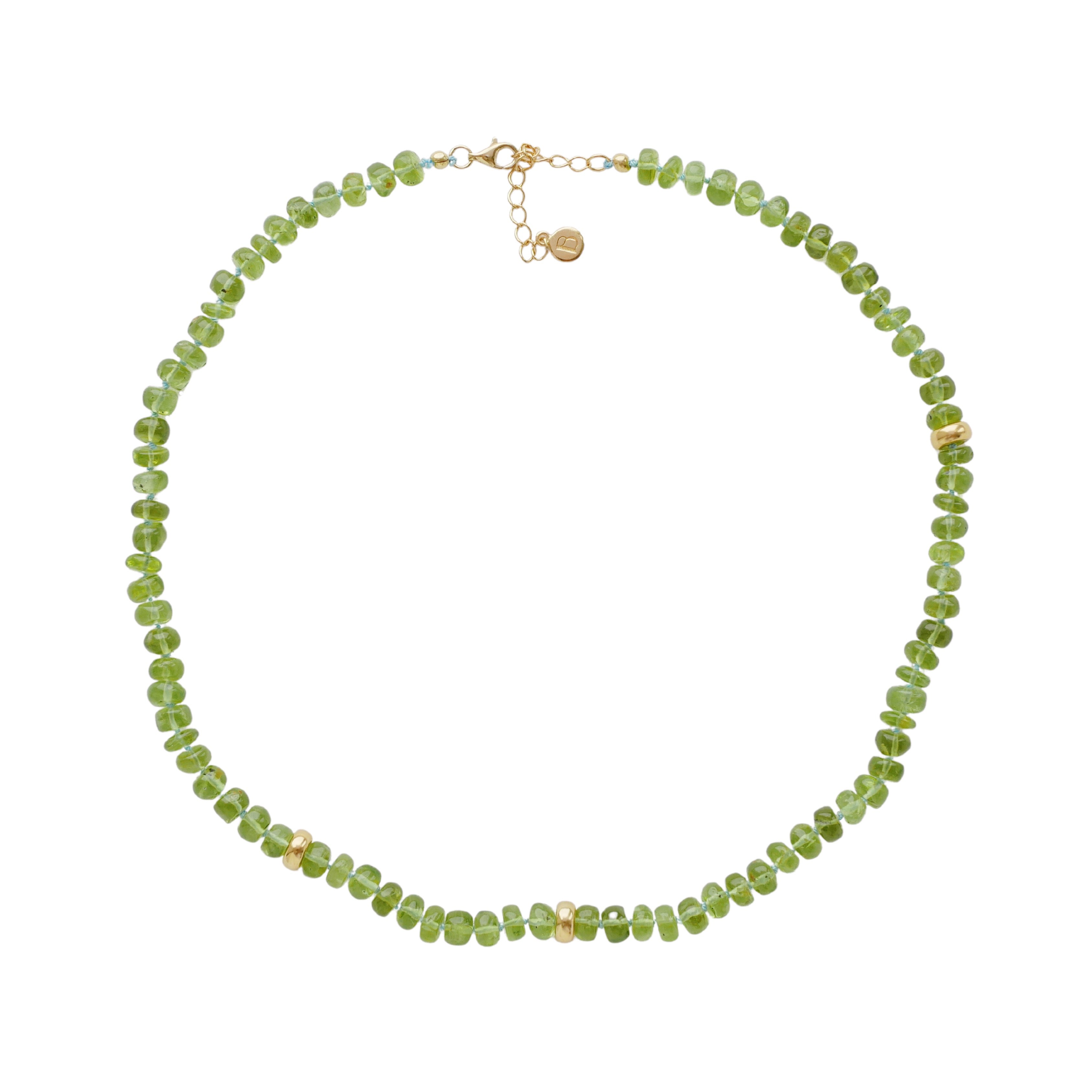 Birsenaite peridot and silk hand beaded necklace collar 