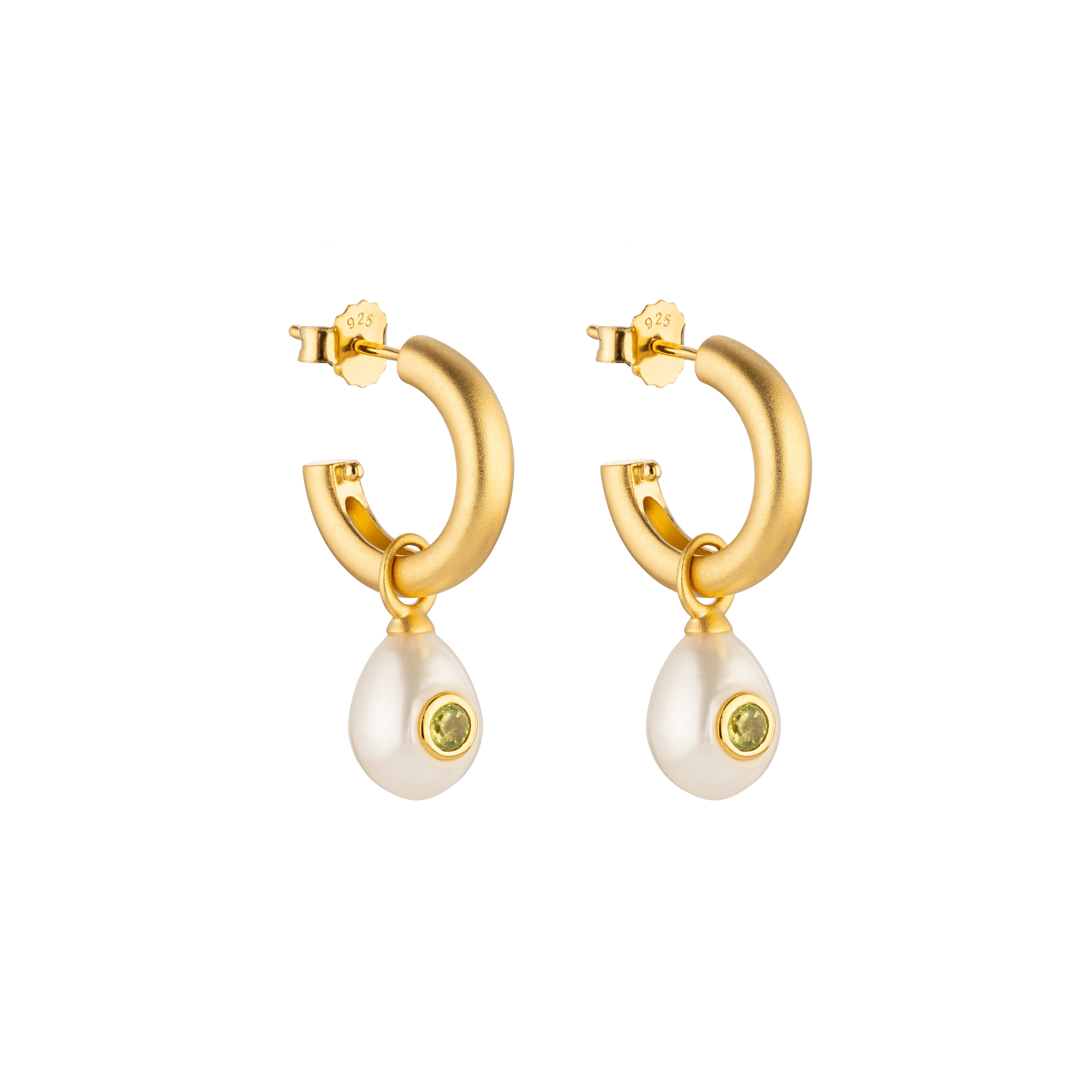 Pomona Gold Peridot Pearl Drop Earrings