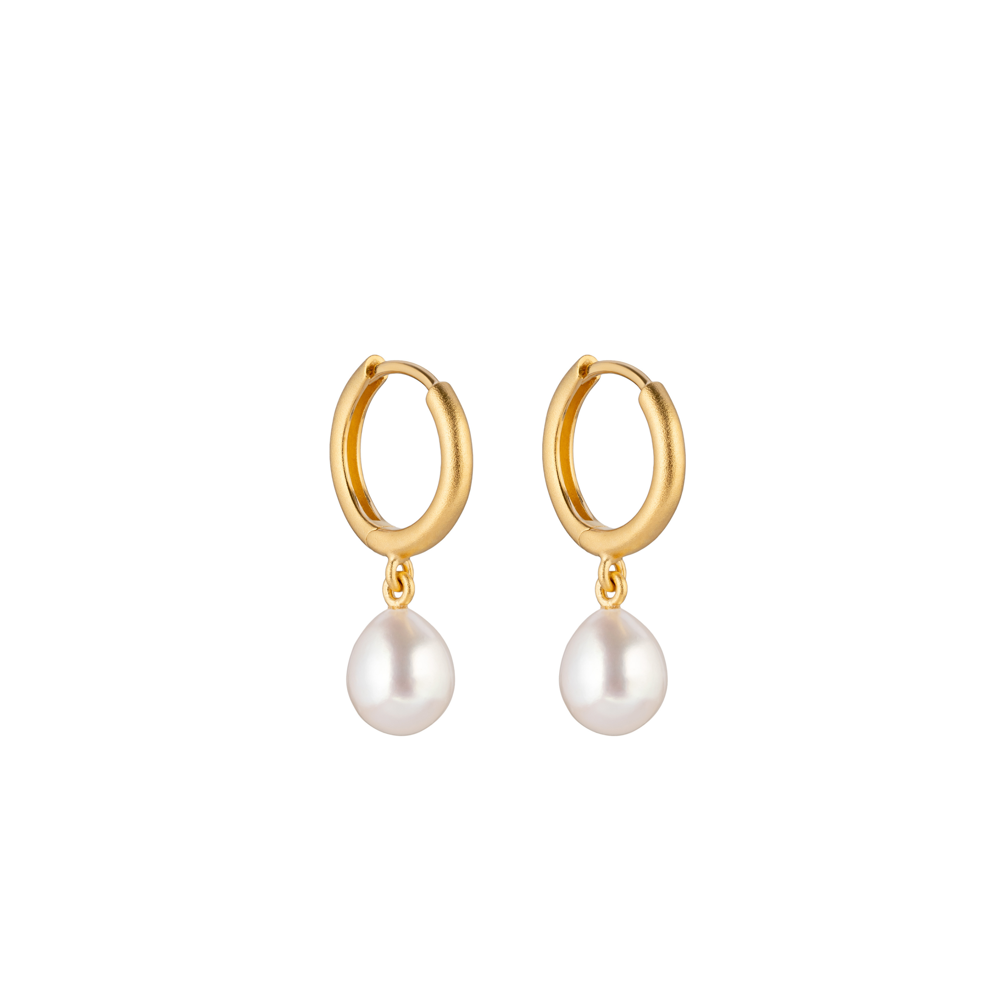 Pomona Gold Pearl Huggie Hoop Earrings