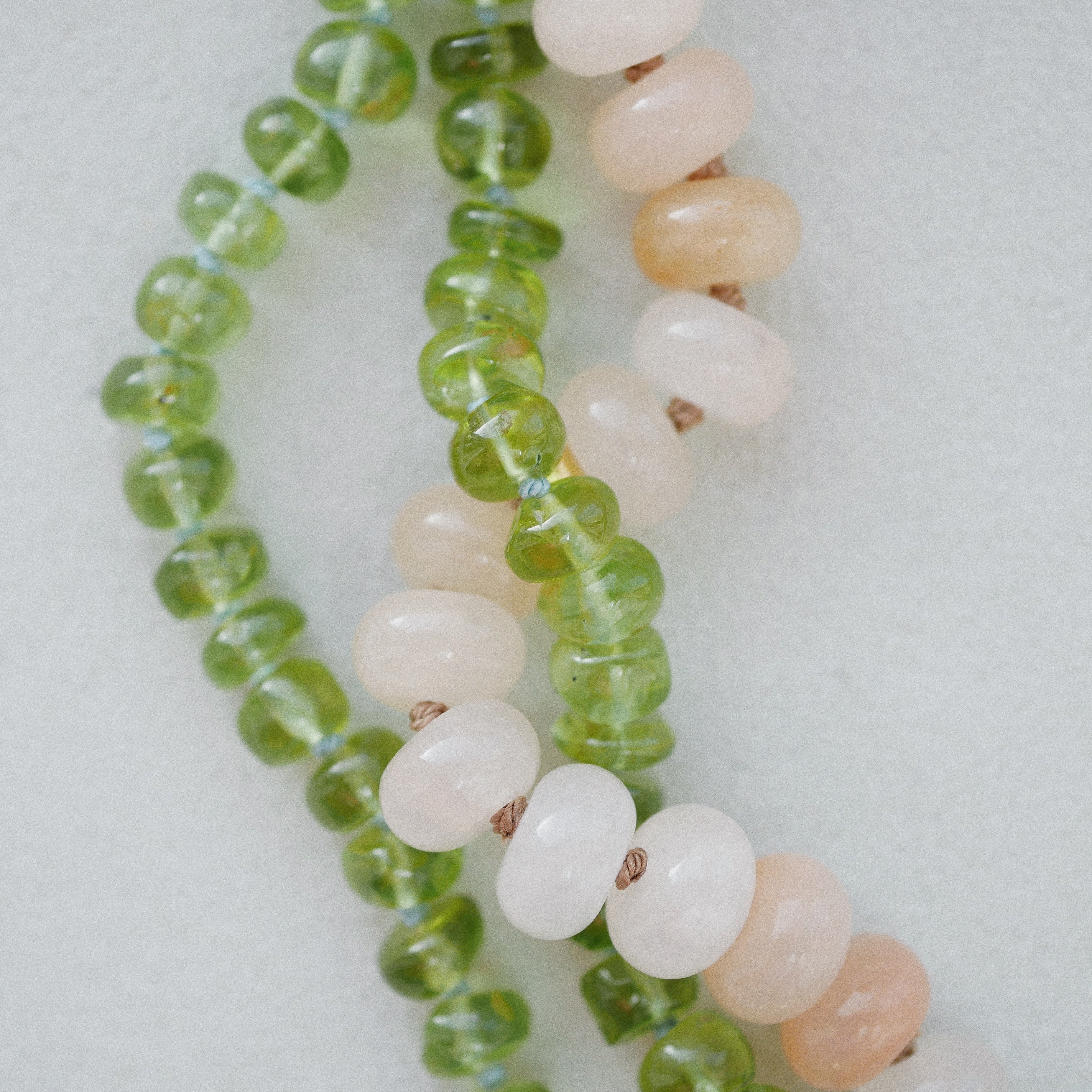 Birsenaite peridot and silk hand beaded necklace collar
