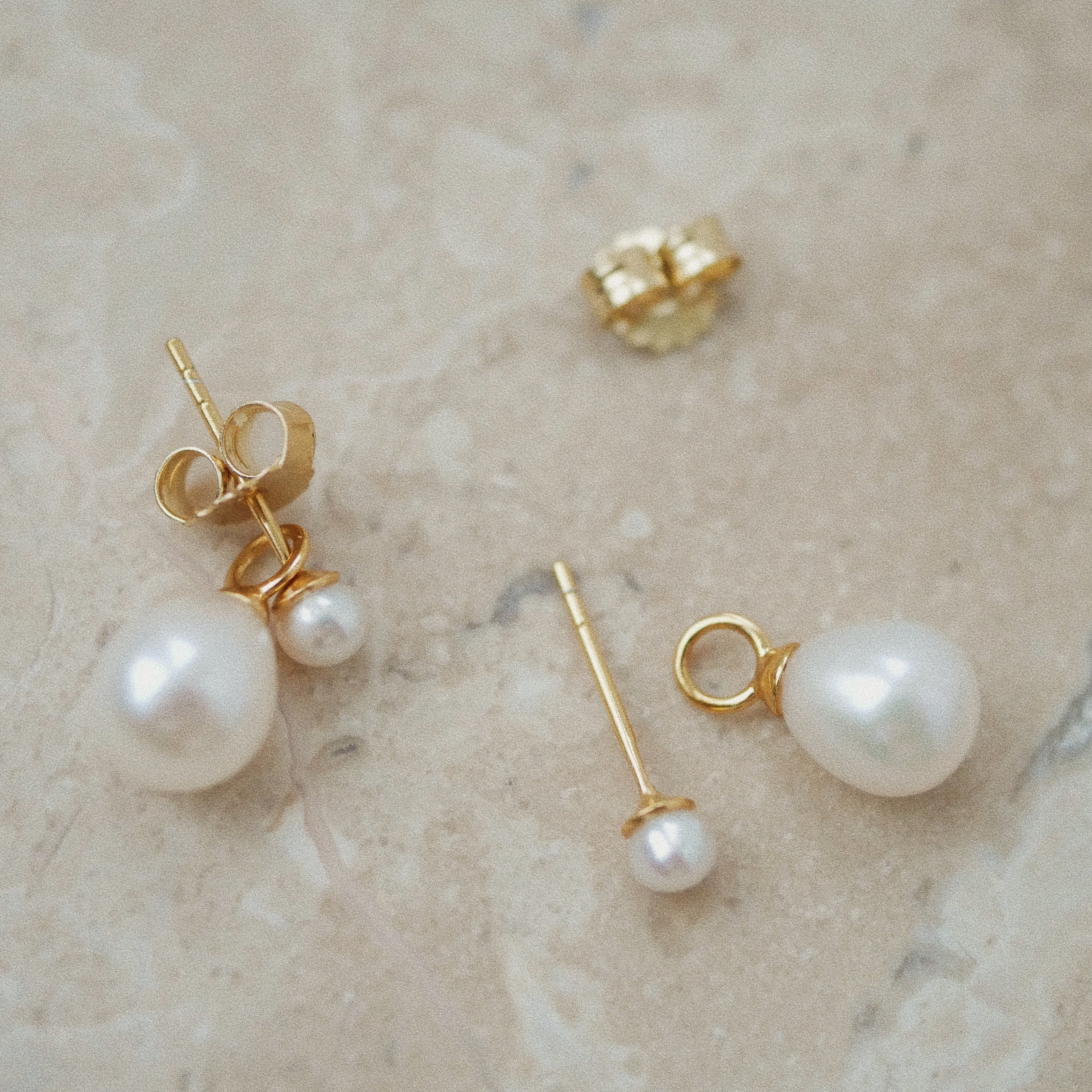 Birsenaite pearl drop stud earrings with removable pearls
