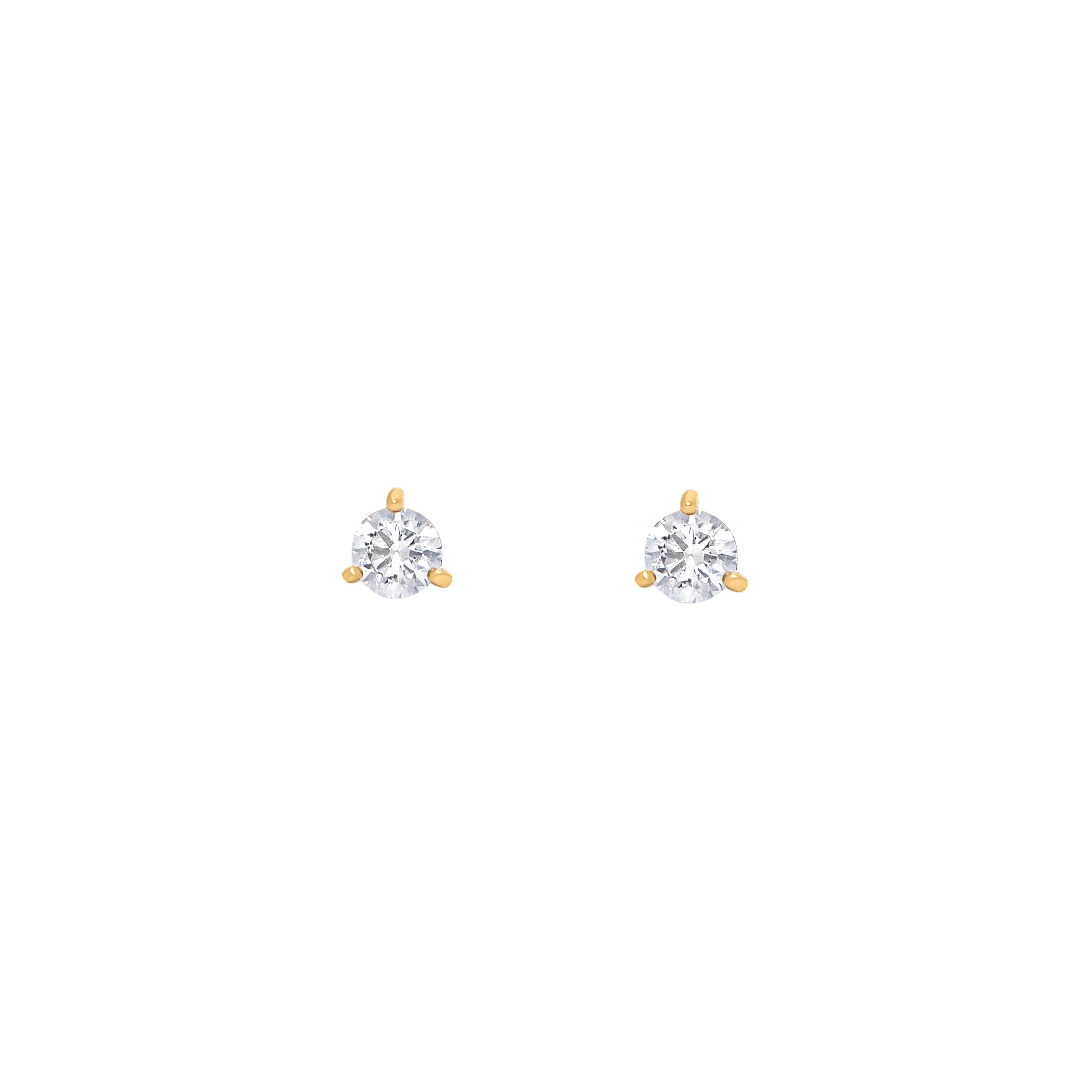 Pair of cubic zirconia stud earrings on a white background