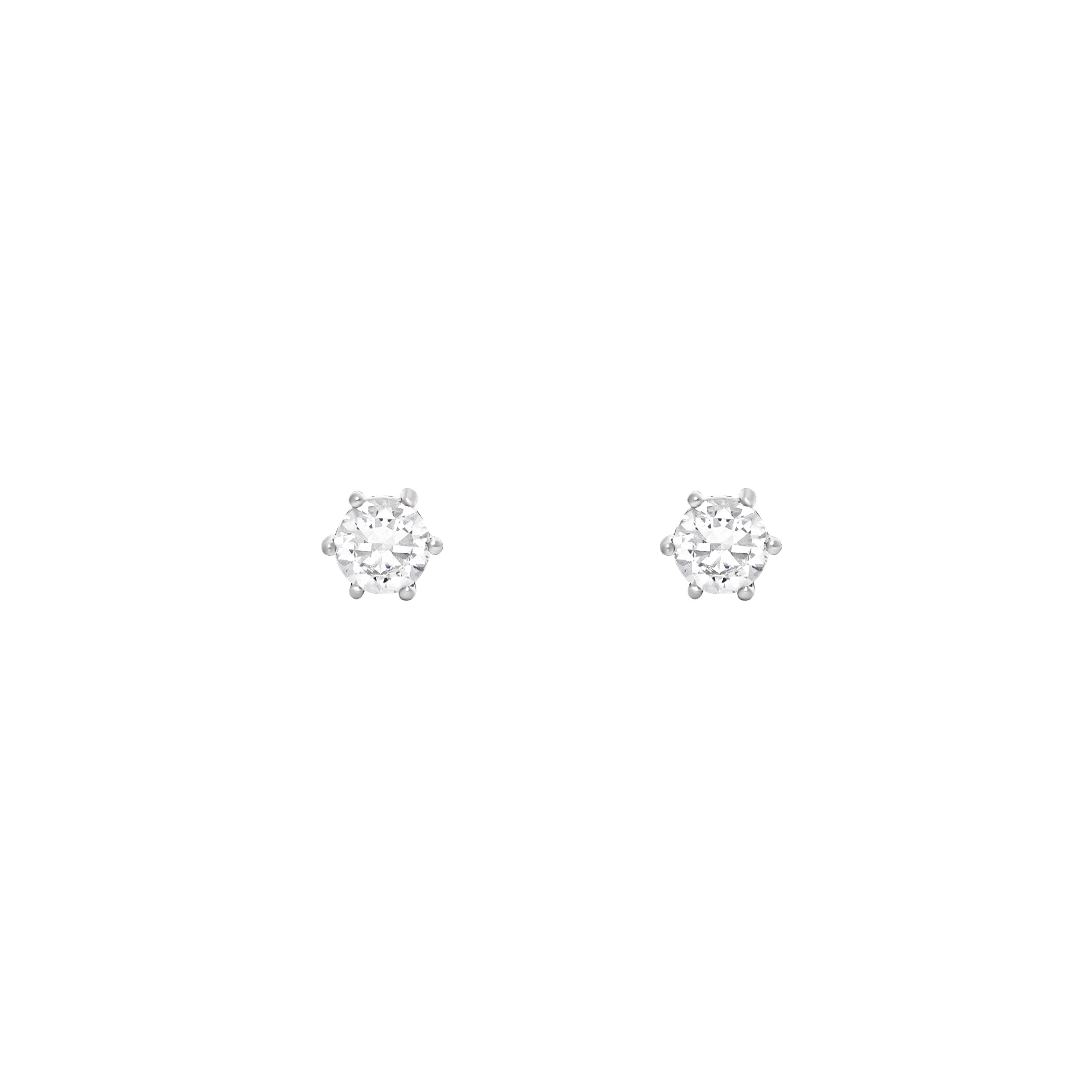 Pair of zirconia stud earrings on a white background