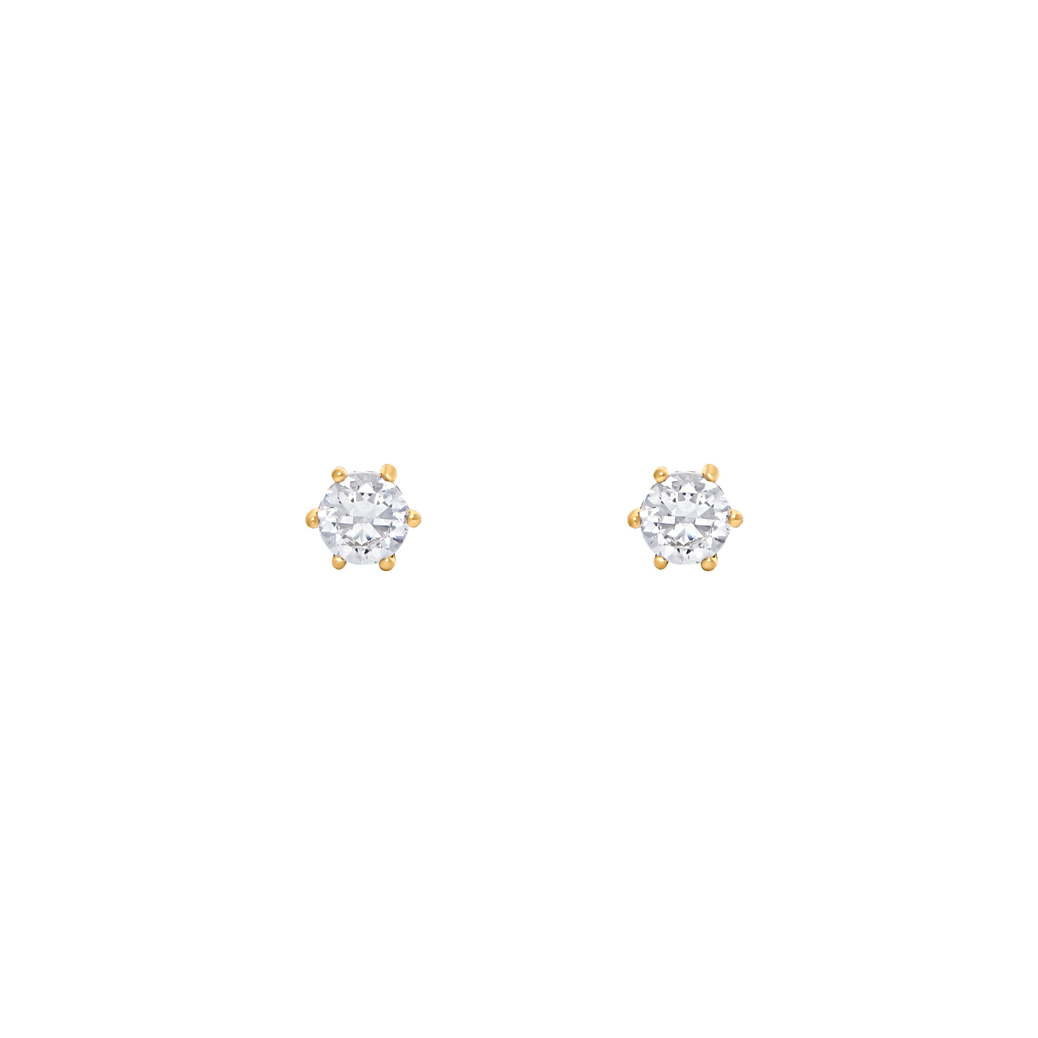 Pair of ropund cut stud earrings on a white background