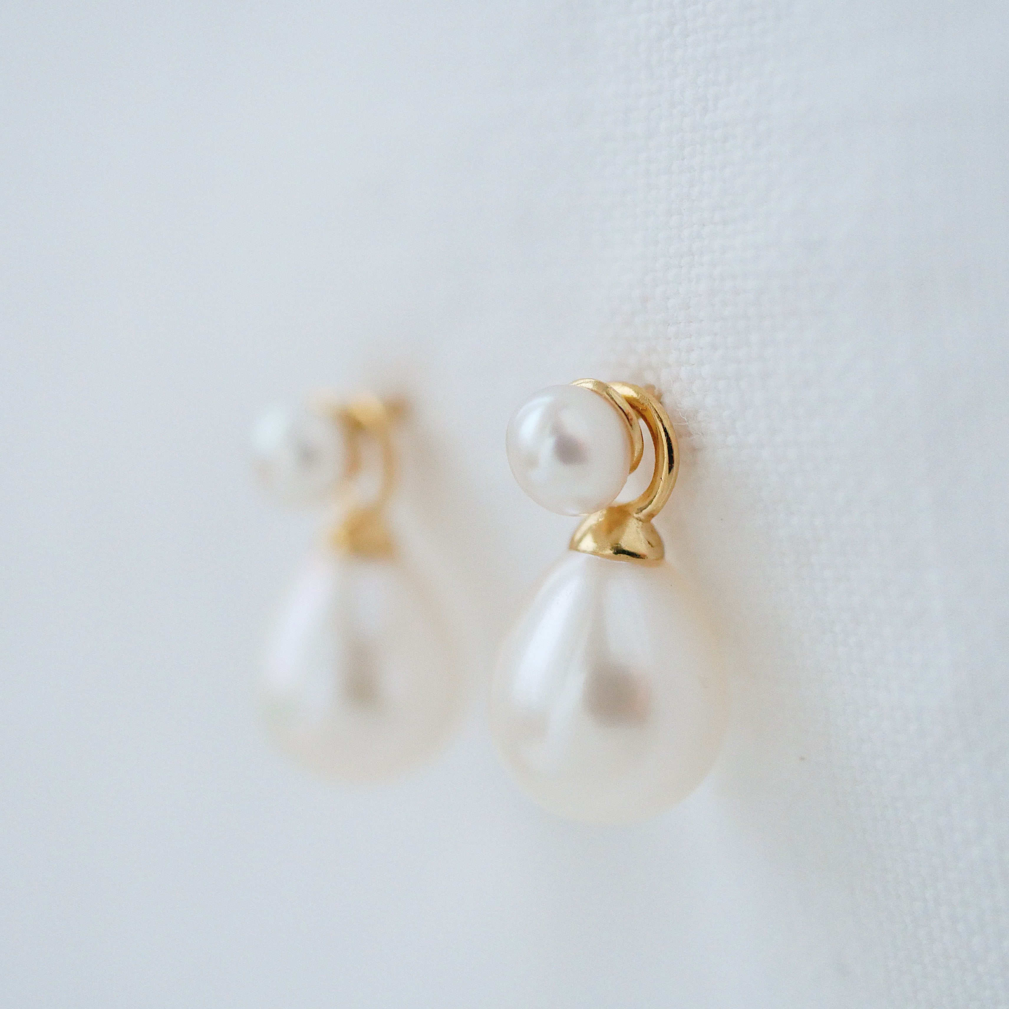Birsenaite pearl drop stud earrings removable pearls