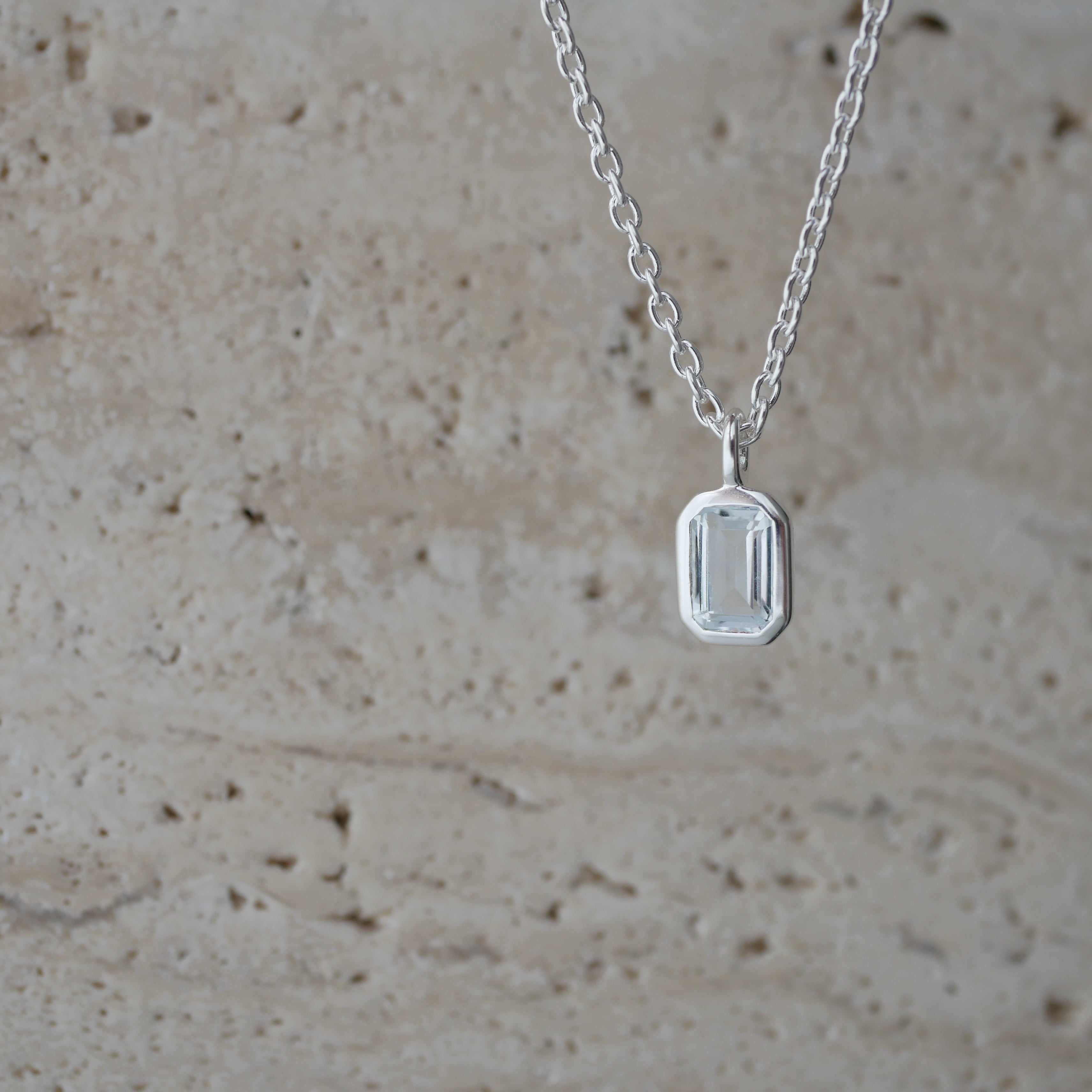 Birsenaite topaz silver pendant chain necklace