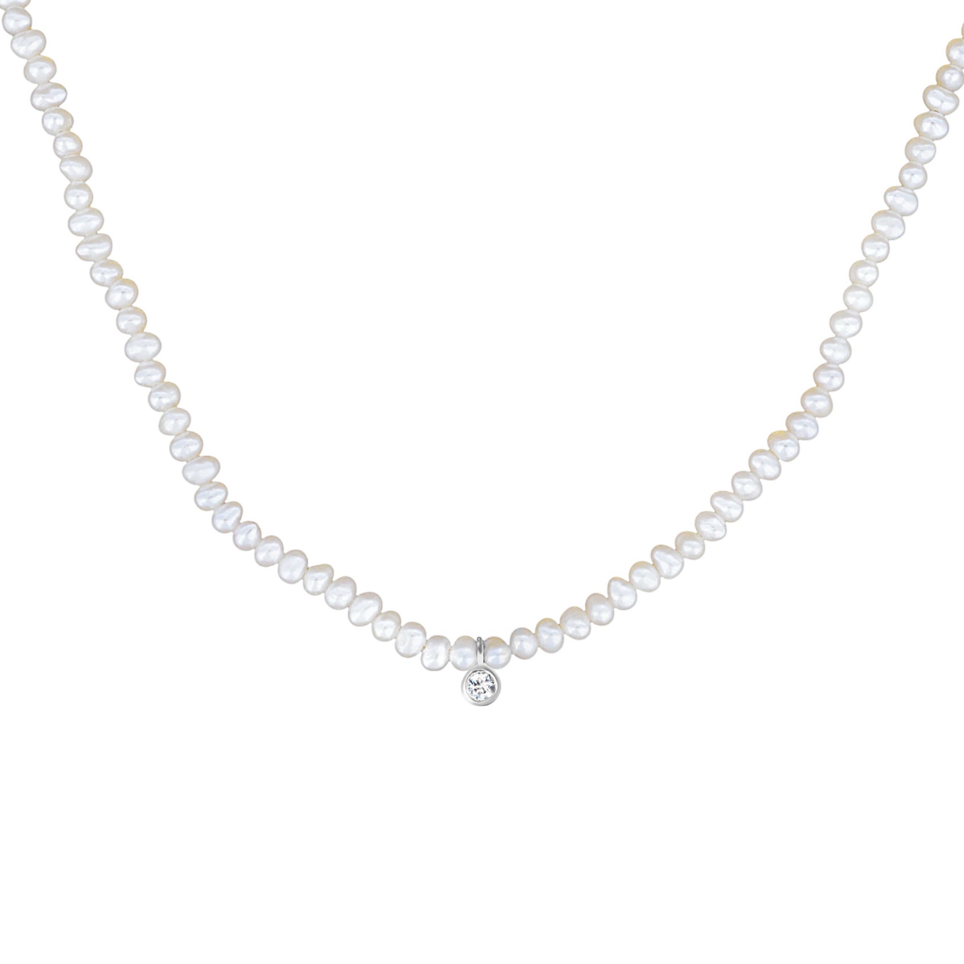 Pearl necklace on a white background