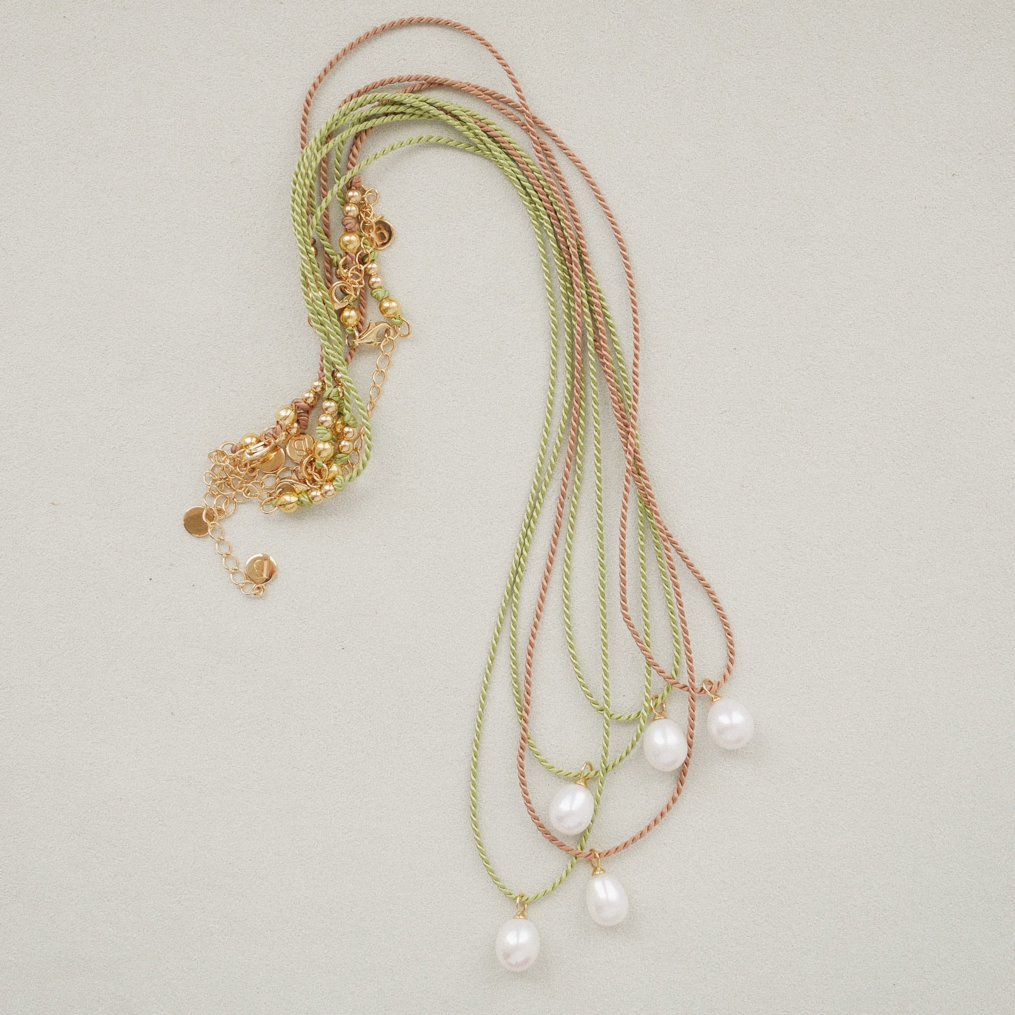 Birsenaite Silk and pearl Pendant Necklace