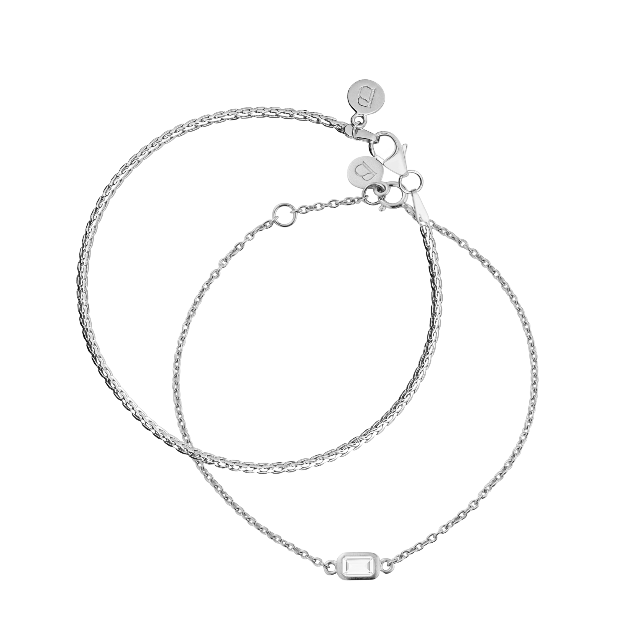 Birsenaite silver bracelet chain set , papuošalai apyrankės